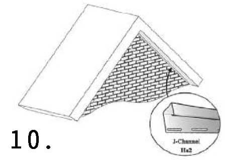 ストーンテクスチャウォールパネルの取り付けステップ10：上端だけでなく、屋根の傾斜線の上端など