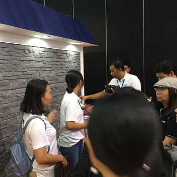 There are many visitors at the exhibition site.Many people are interested in ADDTONE products