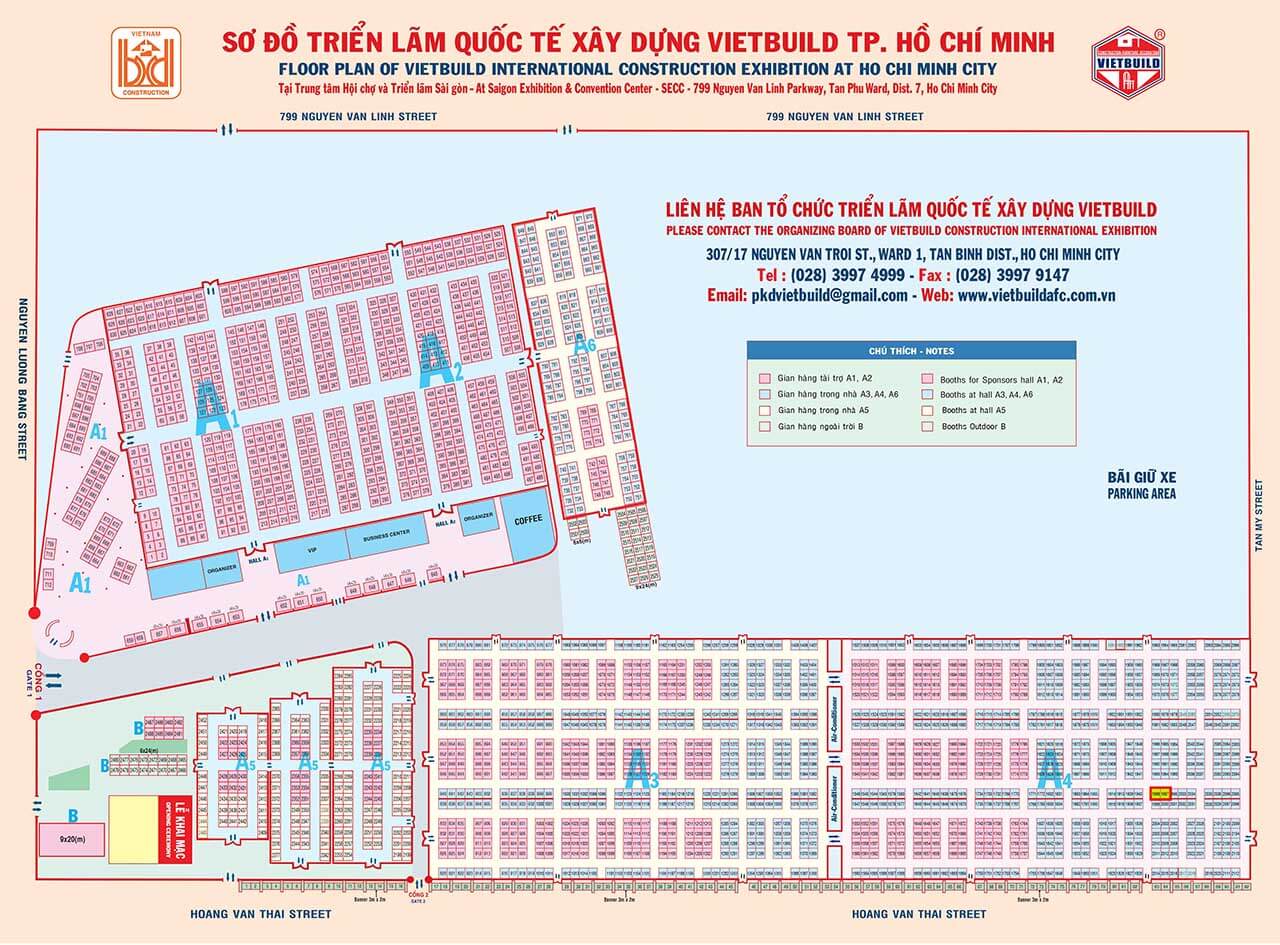 VIETBUILD 2019 越南胡志明展攤位、展場平面圖