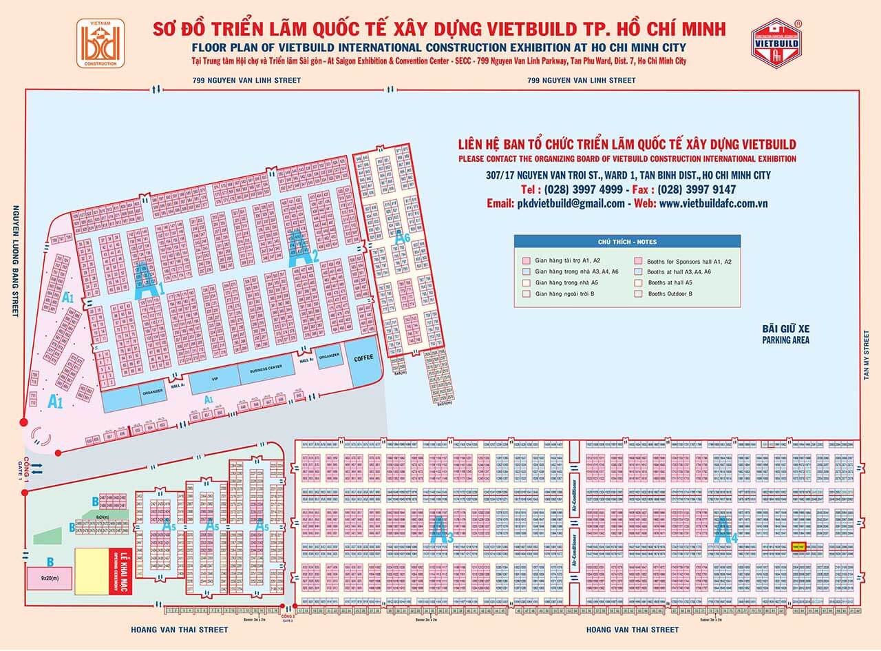 บูธและแผนผังสถานที่จัดแสดงในงานนิทรรศการ VIETBUILD 2019 ที่นครโฮจิมินห์ ประเทศเวียดนาม