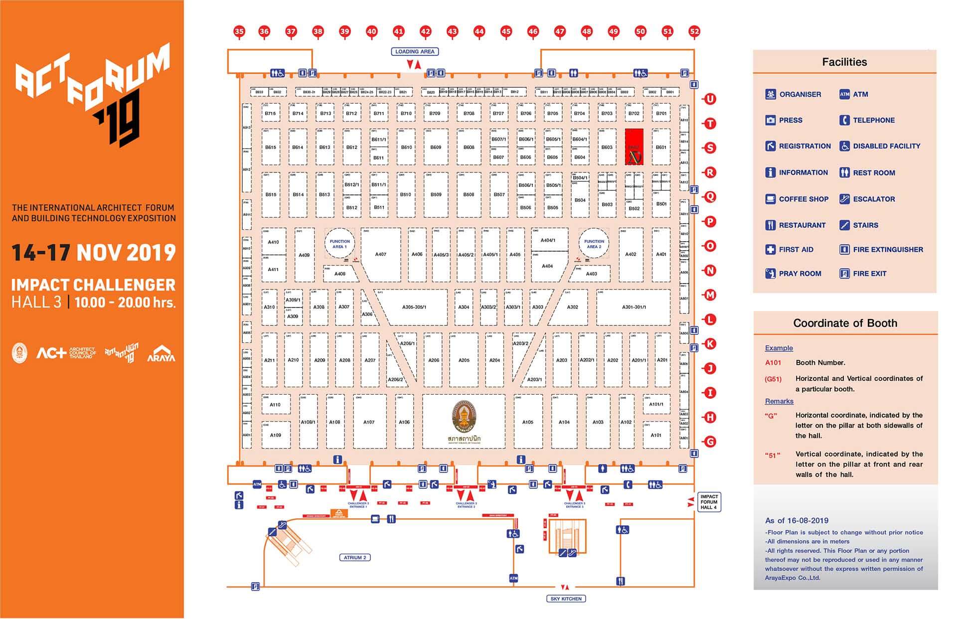 แผนผังบูธในงานสภาสถาปนิก ACT Forum'19