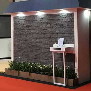 ADD STONE built and showed a wall with Faux-Stone coating in Taiwan Expo and expressed the texture and vein are created by ADD STONE Faux-Stone coating.