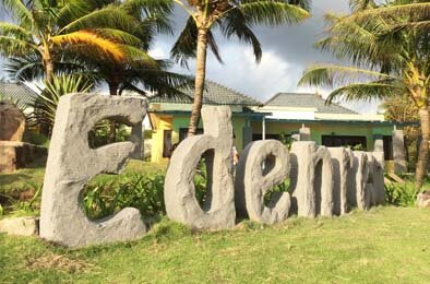 越南富國島用ADD STONE亞仿石漆創造出花崗岩石雕的Eden飯店名稱